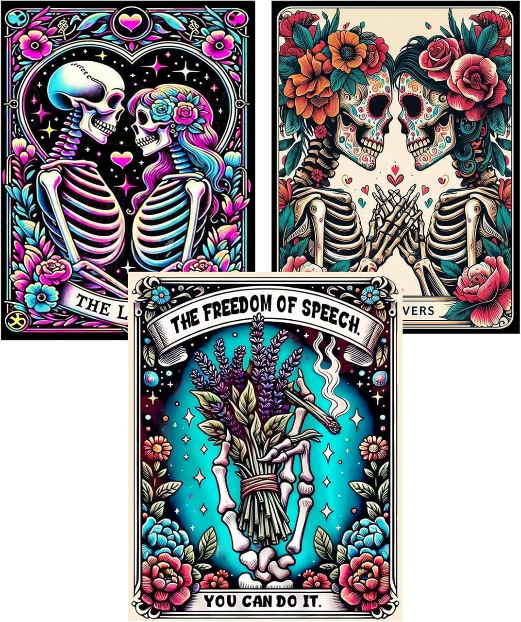 3-Pack Skull Diamond Art Kits for Adults – Full Drill DIY Diamond Painting